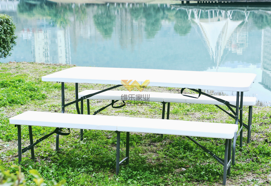 HDPE Plastic picnic camping folding table and bench for outdoor